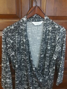 Allison Taylor Black & White Patterned Wrap Blouse